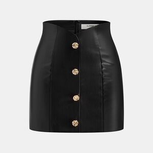 Metal Detail Faux Leather Mini Skirt commense Size Small $29 now half off $15